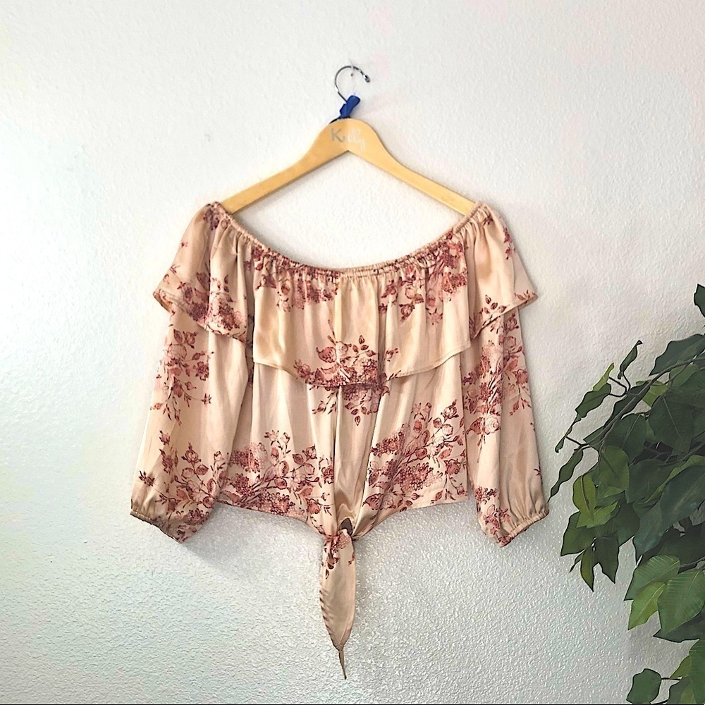 American Rag Silk Off Shoulder Top